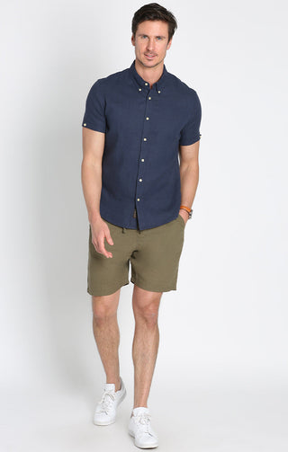 Linen Blend Short Sleeve Shirt - JACHS NY