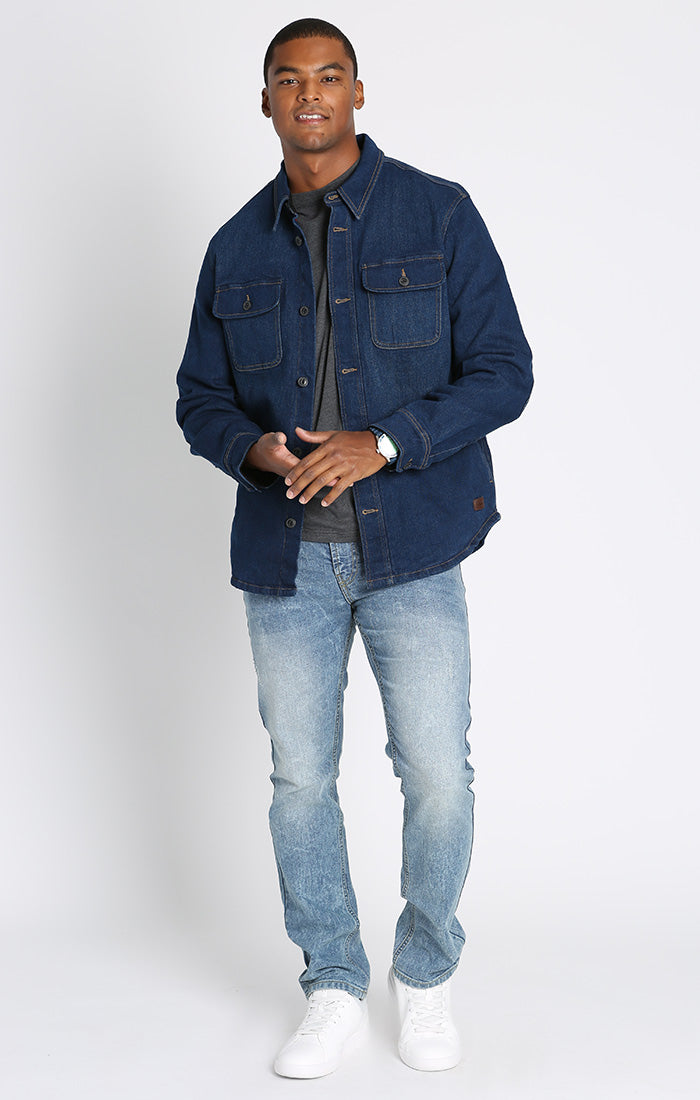 Navy Flannel Lined Stretch Twill Shirt Jacket – JACHS NY