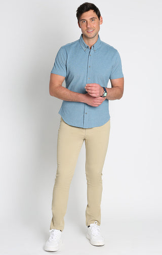 Knit Oxford Stretch Short Sleeve Shirt - JACHS NY