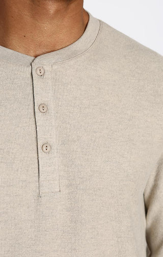 Brushed Waffle Long Sleeve Henley - JACHS NY