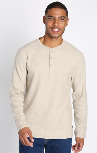 Brushed Waffle Long Sleeve Henley - JACHS NY