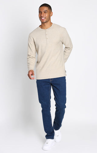 Brushed Waffle Long Sleeve Henley - JACHS NY