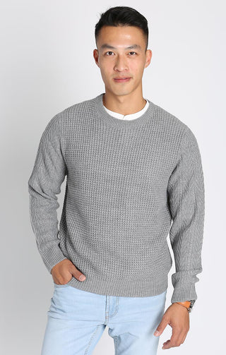 Mixed Stitch Waffle Crewneck Sweater - JACHS NY