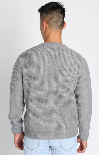 Mixed Stitch Waffle Crewneck Sweater - JACHS NY