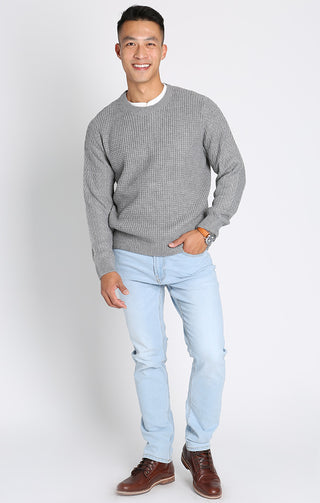 Mixed Stitch Waffle Crewneck Sweater - JACHS NY