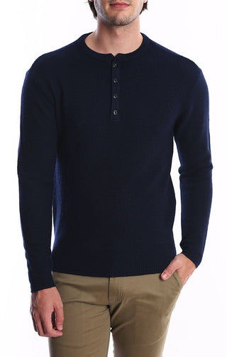 Merino Waffle Sweater Henley - JACHS NY