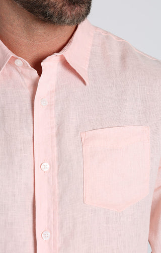 Pink Linen Long Sleeve Shirt - JACHS NY