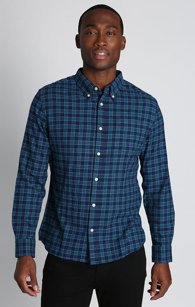 Dark Blue Stretch Flannel Shirt – JACHS NY