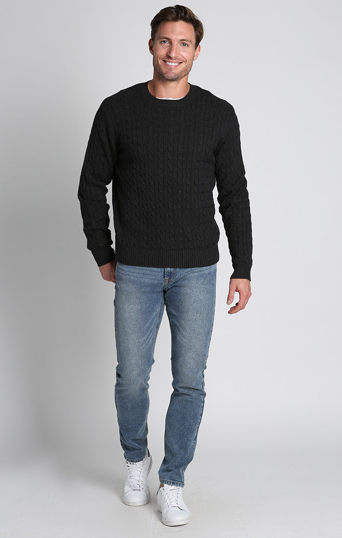 Charcoal Cotton Cashmere Cable Knit Sweater – JACHS NY