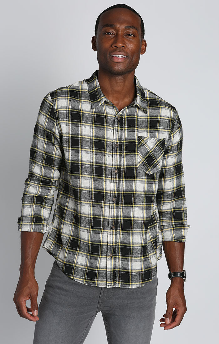 Charcoal Buffalo Plaid Knit Flannel Shirt – JACHS NY