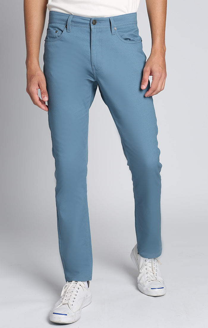 Blue Slim Fit Stretch Twill 5 Pocket Pant – JACHS NY