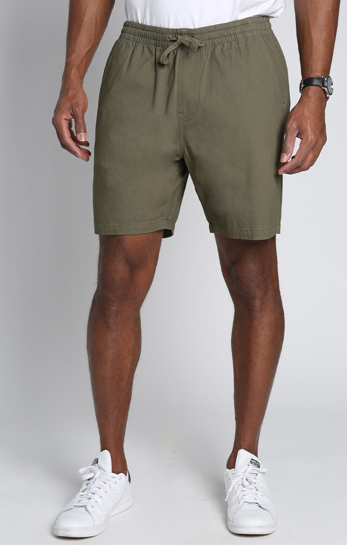 Buy Basics Olive Solid Shorts For Men Online At Tata CLiQ