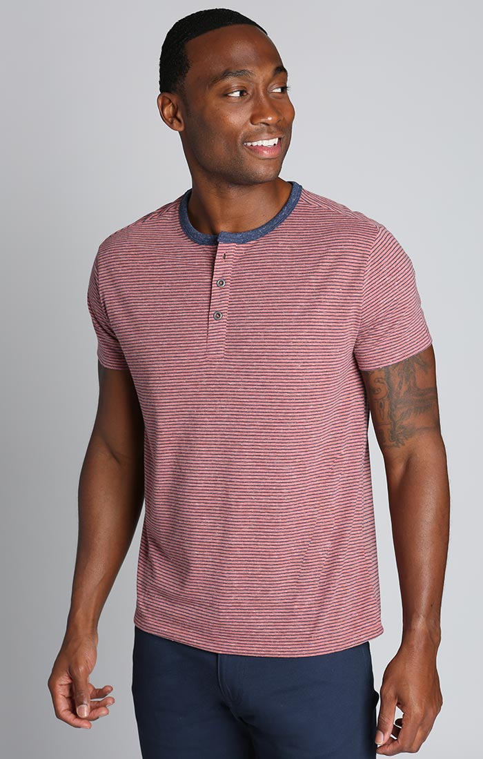 NZT Striped 3/4 Sleeve Henley