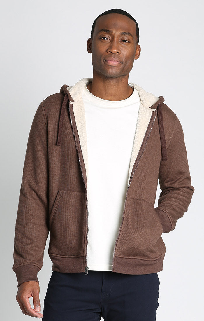 Brown Sherpa Lined Waffle Hoodie – JACHS NY