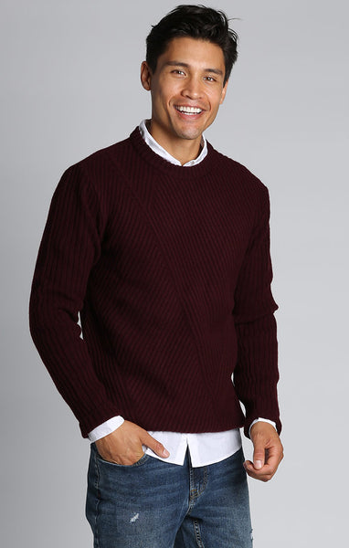 Burgundy Dynamic Ribbed Crewneck Sweater – JACHS NY