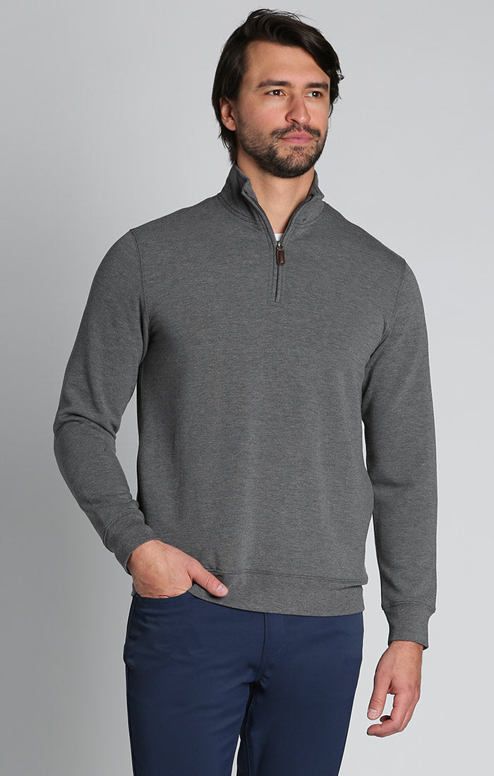 Navy Textured Terry Quarter Zip Pullover – JACHS NY