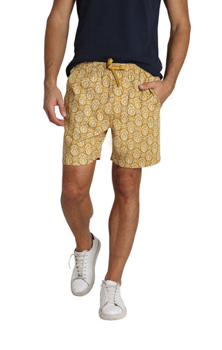 Gold Printed Stretch Twill Pull On Dock Short – JACHS NY