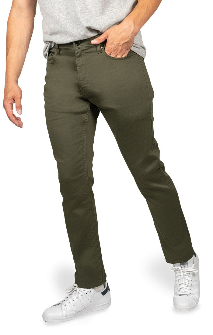 Green Straight Fit Stretch Canvas Pant – JACHS NY