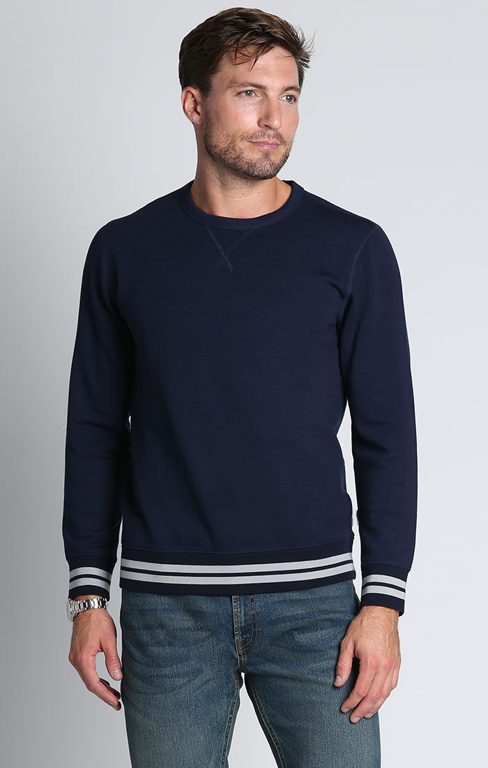 Navy Textured Terry Quarter Zip Pullover – JACHS NY