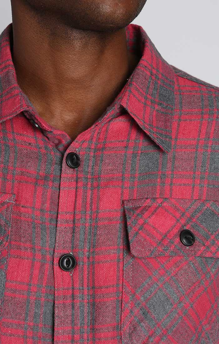 Light Red Plaid Flannel Sherpa Lined Shirt Jacket – JACHS NY