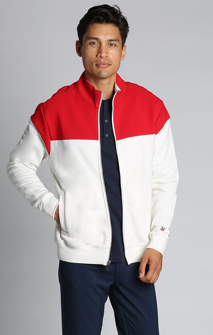 Red Color Block Fleece Track Jacket – JACHS NY