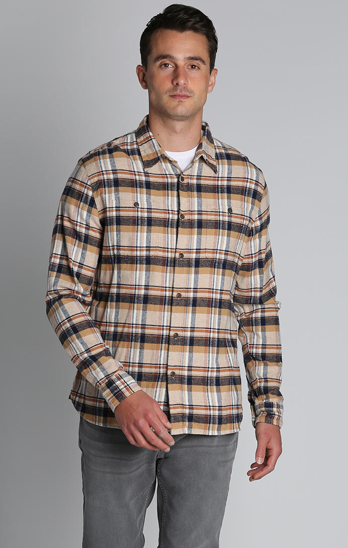 Tan Plaid Flannel Shirt – JACHS NY